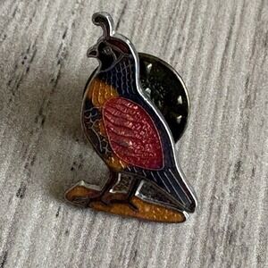 Pharaoh Quail Bird Silver Tone Enamel Tie Tac Pin